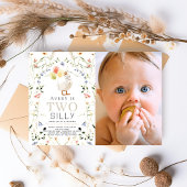 Invitation Deux Fleurs sauvages d'oie bête Photo 2e anniversa