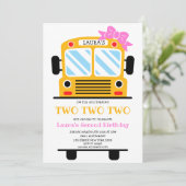 Invitation Deux fois deux écolières Bus Fête d'Anniversaire (Debout devant)