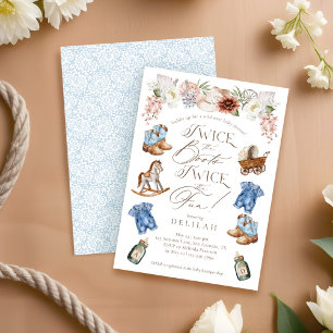 Invitation Deux fois les Boots Twin Boys Baby shower occident