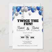Invitation Deux fois l'Invitation Fun Double Anniversaire (Devant)