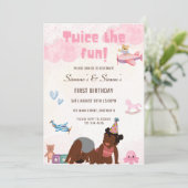 Invitation Deux fois L'Invitation Fun Twin Anniversaire (Debout devant)