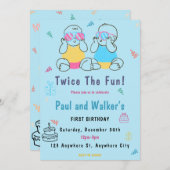 Invitation Deux fois L'Invitation Fun Twin Anniversaire (Devant / Derrière)