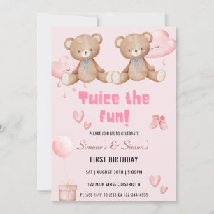 Invitation Deux fois L'Invitation Fun Twin Anniversaire