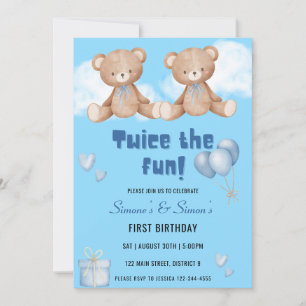 Invitation Deux fois L'Invitation Fun Twin Anniversaire