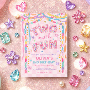 Invitation Deux fois plus amusant Guirlande fantaisiste Fille