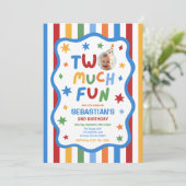 Invitation Deux fois plus d'amusement Anniversaire garcon col (Debout devant)