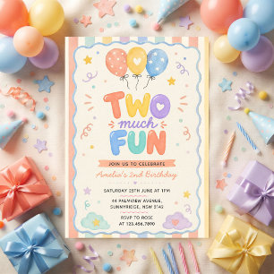 Invitation Deux fois plus de plaisir  Ballon 2e anniversaire