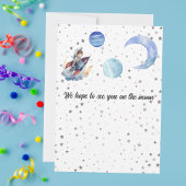 Invitation Deux Fusée Espace Lune Garçon Bleu 2e Anniversaire