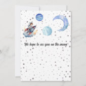 Invitation Deux Fusée Espace Lune Garçon Bleu 2e Anniversaire (Dos)