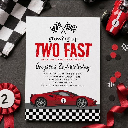 Invitation Deux Garçon de Course Rapide 2ème Fête d'Anniversa
