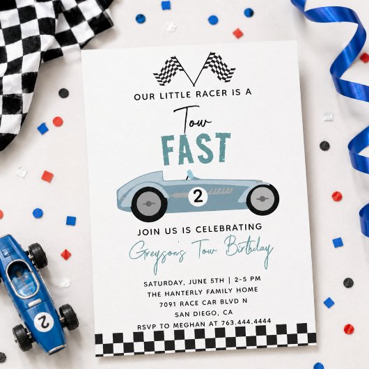 Invitation Deux Garçon de Course Rapide 2ème Fête d'Anniversa