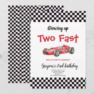 Invitation Deux Garçon de Course Rapide de 2e Anniversaire Fê