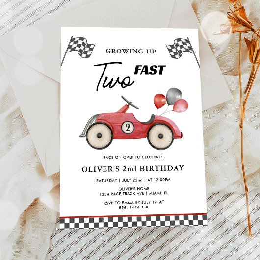 Invitation Deux garçons de course rapide pour un 2ème anniver