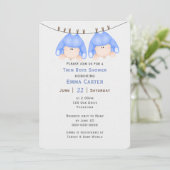 Invitation Deux Garçons Sur Baby shower Clothesline (Debout devant)