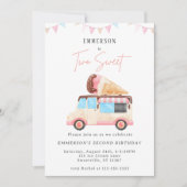Invitation Deux gâteaux Camion de Glace Mignon 2ème Anniversa (Devant)