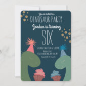 Invitation Deux gâteaux d'anniversaire de dinosaure avec conf (Devant)
