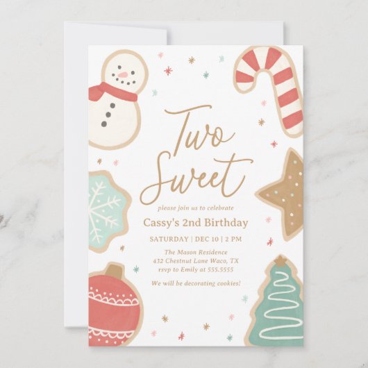 Invitation Deux gâteaux de Noël doux 2e anniversaire (Devant)