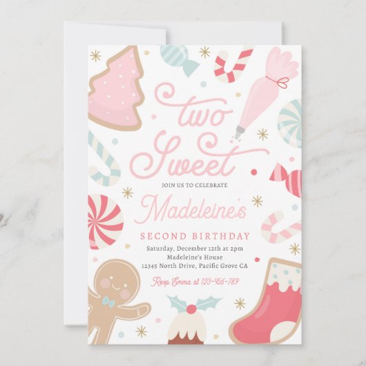 Invitation Deux gâteaux de Noël doux 2e fête d'anniversaire (Devant)