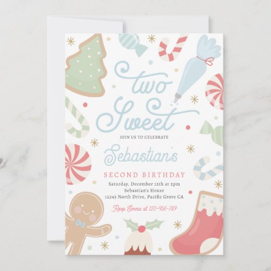 Invitation Deux gâteaux de Noël doux 2e fête d'anniversaire (Devant)