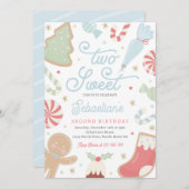 Invitation Deux gâteaux de Noël doux 2e fête d'anniversaire (Devant / Derrière)
