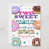 Invitation DEUX gâteaux doux, donuts et points 2e anniversair (Devant)