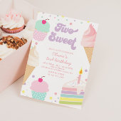 Invitation Deux gâteaux glacés sucrés pour un 2e anniversaire