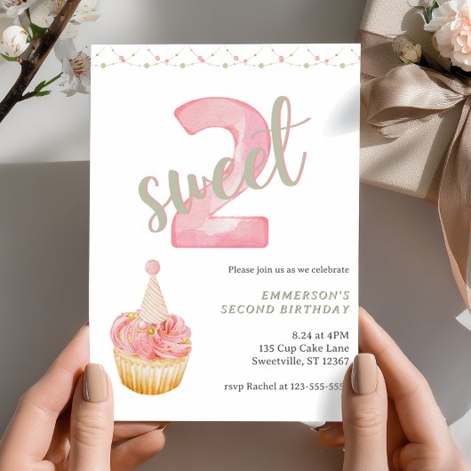 Invitation Deux gâteaux mignons pour un 2ème anniversaire