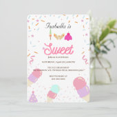 Invitation Deux glaces sucrées et saupoudrer 2e fille anniver (Debout devant)
