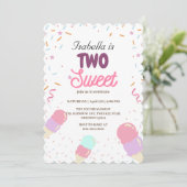 Invitation Deux glaces sucrées et saupoudrer 2e fille anniver (Debout devant)