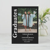 Invitation Deux graduations frères et soeurs marine bleu grad (Debout devant)