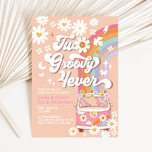 Invitation Deux Groovy 4ever Joint 2 Ages Anniversaire Rose G