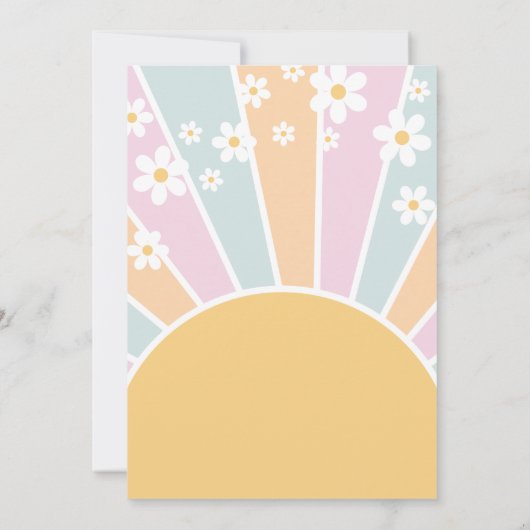 Invitation Deux groovy pastels rétro soleil hélianthème bohèm (Dos)