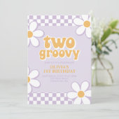 Invitation Deux Groovy Retro Check Lilas Daisy (Debout devant)