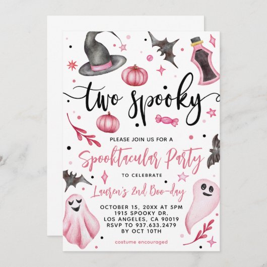 Invitation Deux Halloween Éffrayant 2e anniversaire (Devant / Derrière)