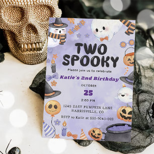 Invitation Deux Halloween Éffrayant 2e fête d'anniversaire