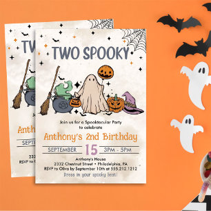 Invitation Deux Halloween Éffrayant 2e fête d'anniversaire