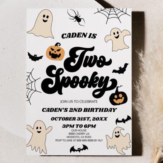 Invitation Deux Halloween Éffrayant 2ème fête d'anniversaire