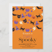 Invitation Deux Halloween Éffrayant Orange 2e Anniversaire (Devant)