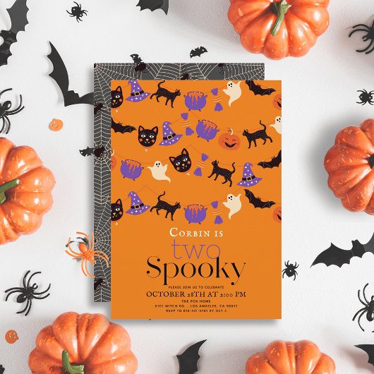 Invitation Deux Halloween Éffrayant Orange 2e Anniversaire