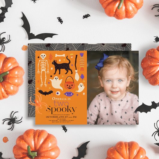 Invitation Deux Halloween Éffrayant Orange 2e anniversaire Ph