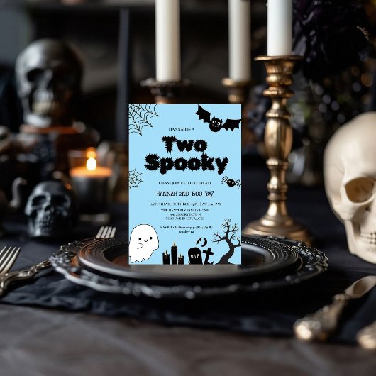 Invitation Deux Halloween rose Éffrayant Deuxième anniversair