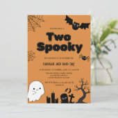 Invitation Deux Halloween rose Éffrayant Deuxième anniversair (Debout devant)