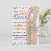 Invitation Deux Halloween Super Rainbow fête d'anniversaire (Debout devant)