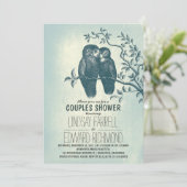 Invitation deux hiboux en amour & arbre branche couples douch (Debout devant)