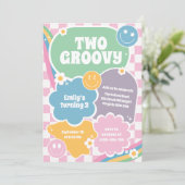 Invitation Deux Hippie Retro Super deuxième anniversaire (Debout devant)