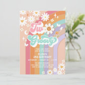 Invitation Deux hippie Super Daisy Rainbow 2e anniversaire (Debout devant)