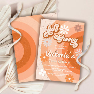 Invitation Deux Hippie Super Retro fête d'anniversaire