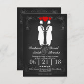 Invitation Deux hommes en smoking avec casquettes - mariage g (Devant / Derrière)