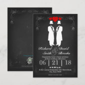 Invitation Deux hommes en smoking avec chapeaux - Mariage gay (Devant / Derrière)