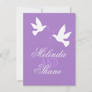 Invitation Deux inséparables blancs violet mariage formel RSV